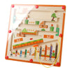 A wooden magnetic color sorting maze board with numbered colored blocks and a yellow string.
