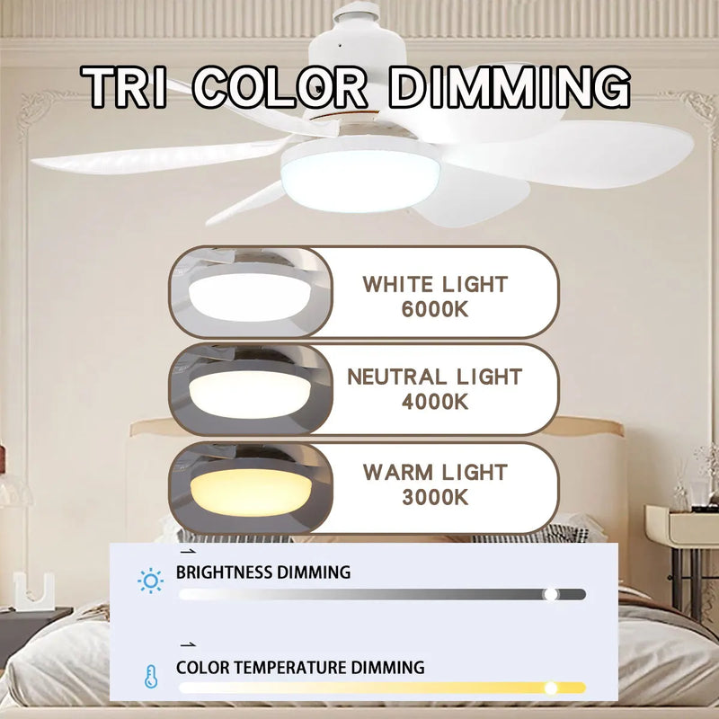 Modern 6-Blade Ceiling Fan with Remote-Controlled LED Light