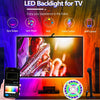 An LED backlight for TV showing various features like Sync Screen, Sync Music, RGB, Voice Control, and App Control.