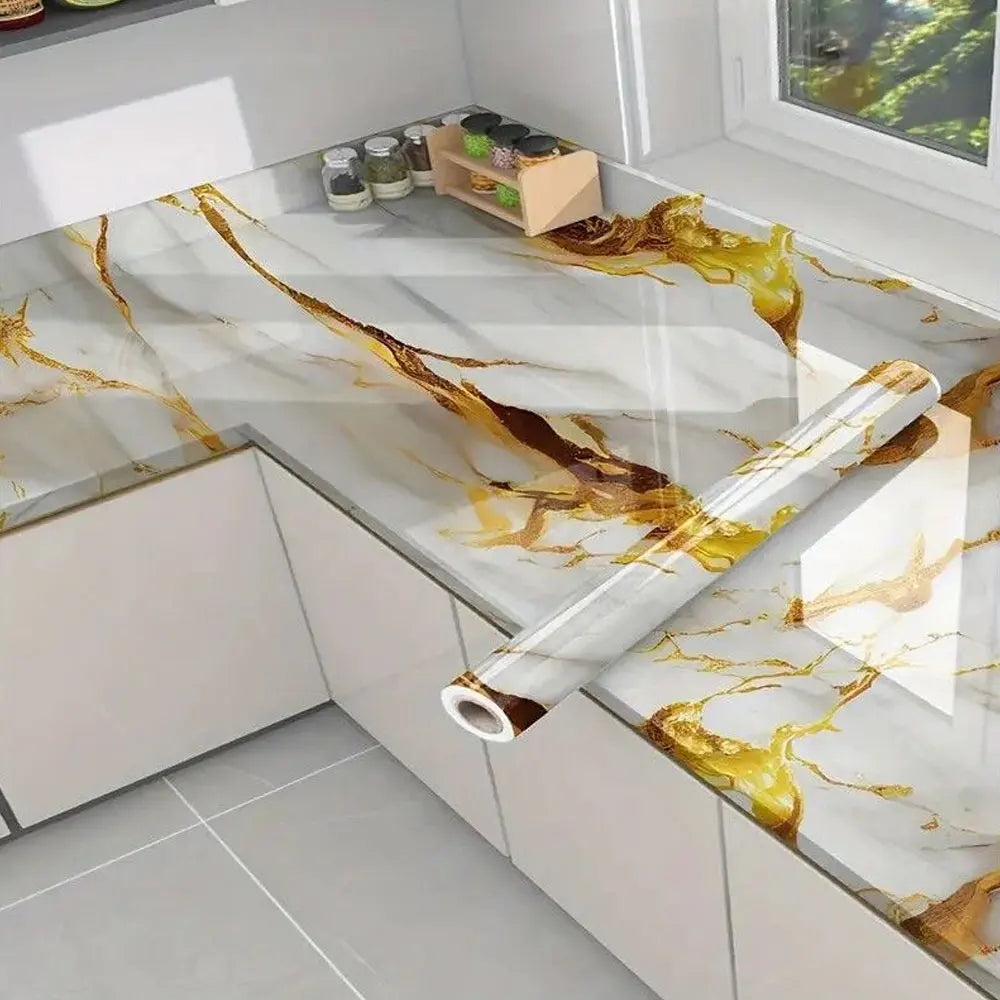 Marble Peel-and-Stick Waterproof Wallpaper for Kitchen & Bathroom