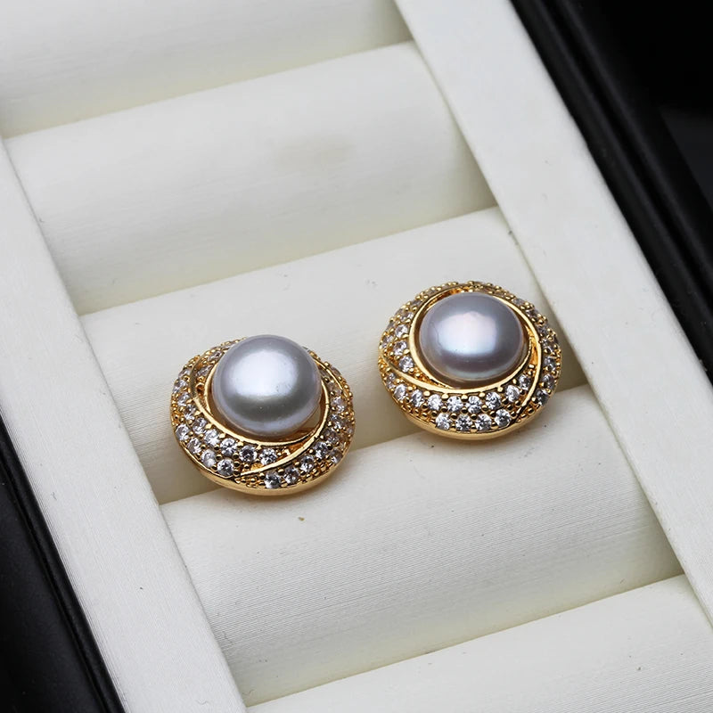 Pendientes de Perla Natural de Agua Dulce