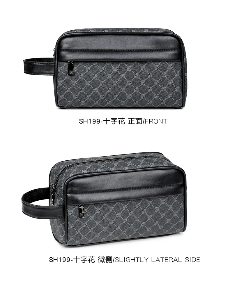 Vintage Leather Men's Clutch Bag with Detachable Waist Strap