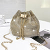 Rhinestone Bucket Crossbody Bag with Detachable Chain Strap