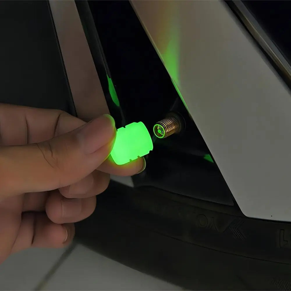 Glow-in-the-Dark Tire Valve Caps (8-Pack)