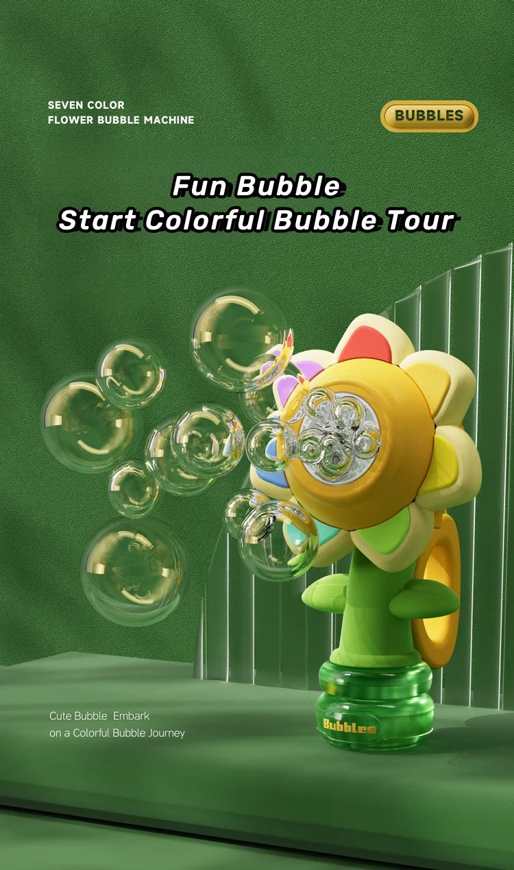 Sunflower Automatic Bubble Machine with Flashing Lights