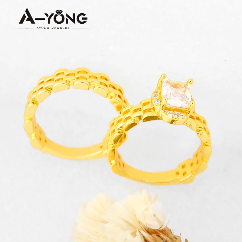 Elegant Gold-Plated Zirconia Stackable Rings