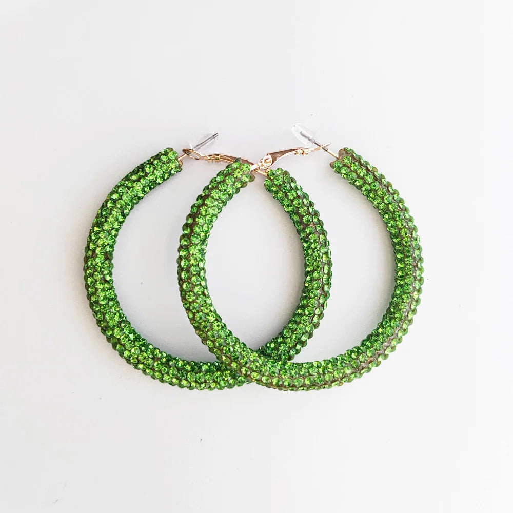 Rainbow Crystal Hoop Earrings