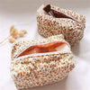 Quilted Floral Makeup Bag with Zipper Closure