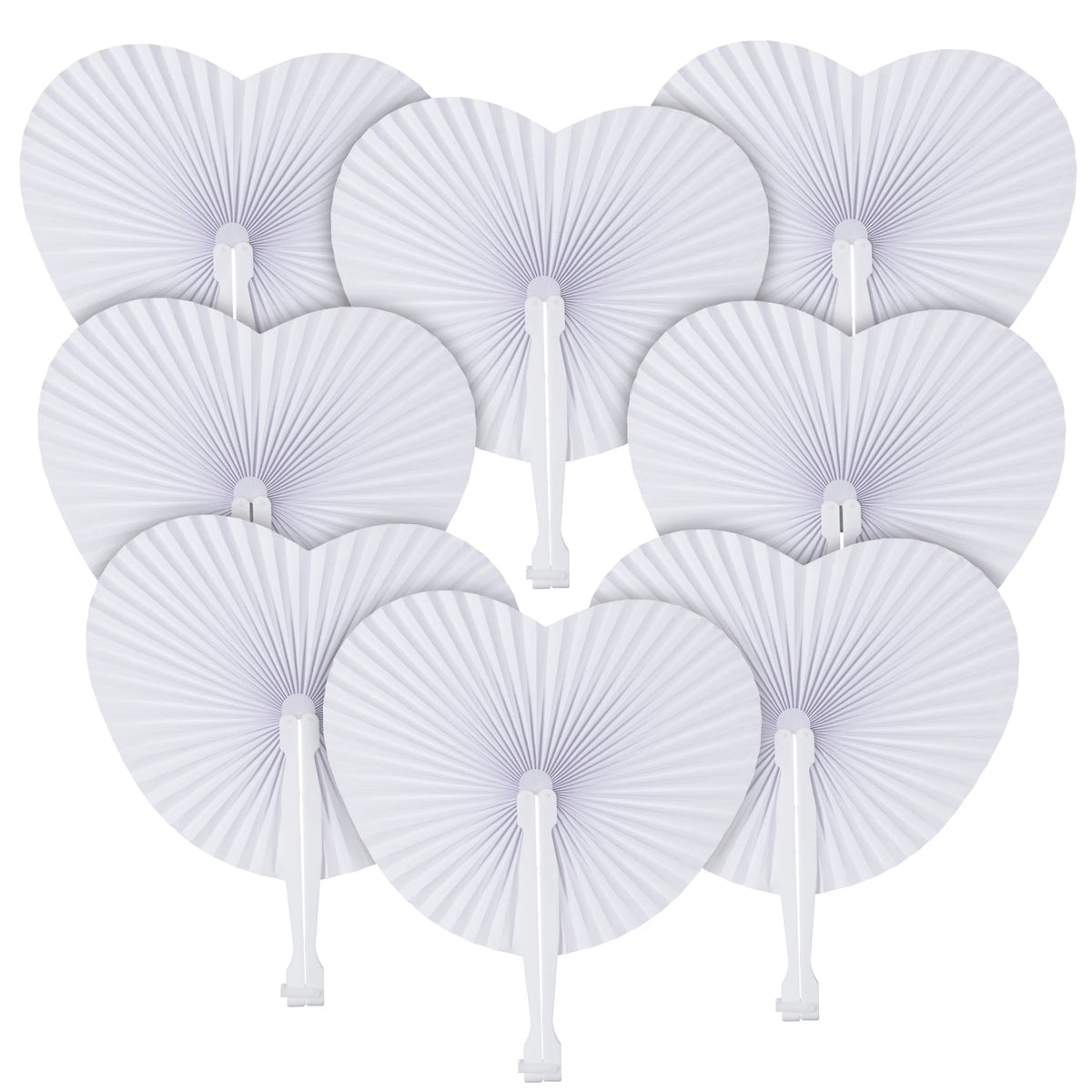 Classic White Folding Paper Hand Fans with Plastic Handles