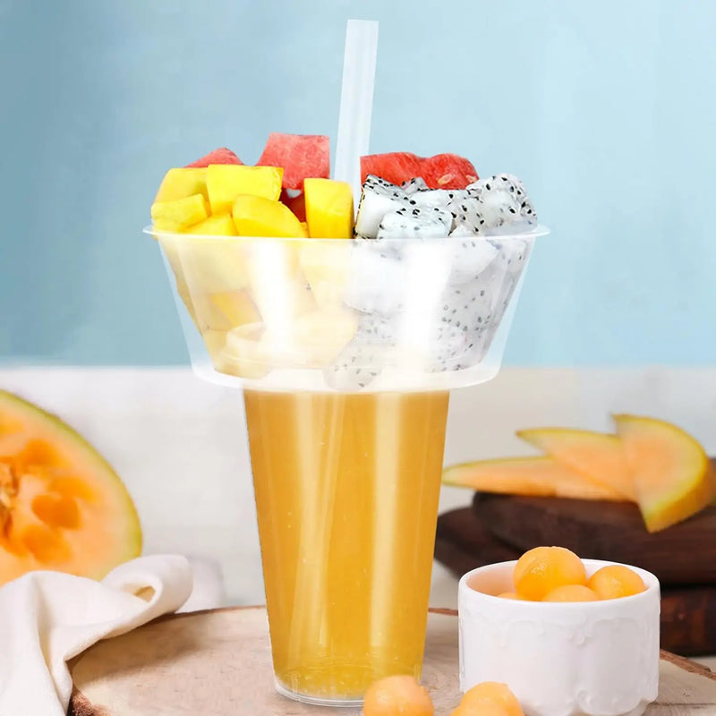 Clear Plastic Snack Cup with Straw