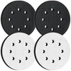 A set of two black foam sanding pads and two white foam sanding pads for random orbit sanders