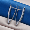 V-Shaped Sterling Silver Hoop Earrings with Zircon Accents