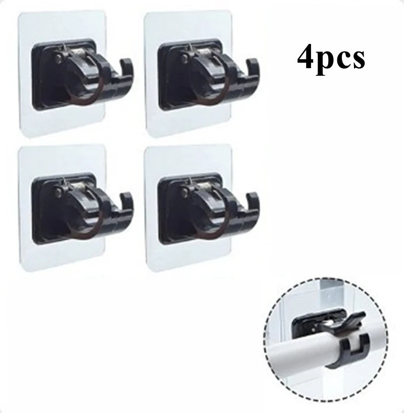 Self-Adhesive Curtain Rod Holders - No-Drilling Clamp Hooks