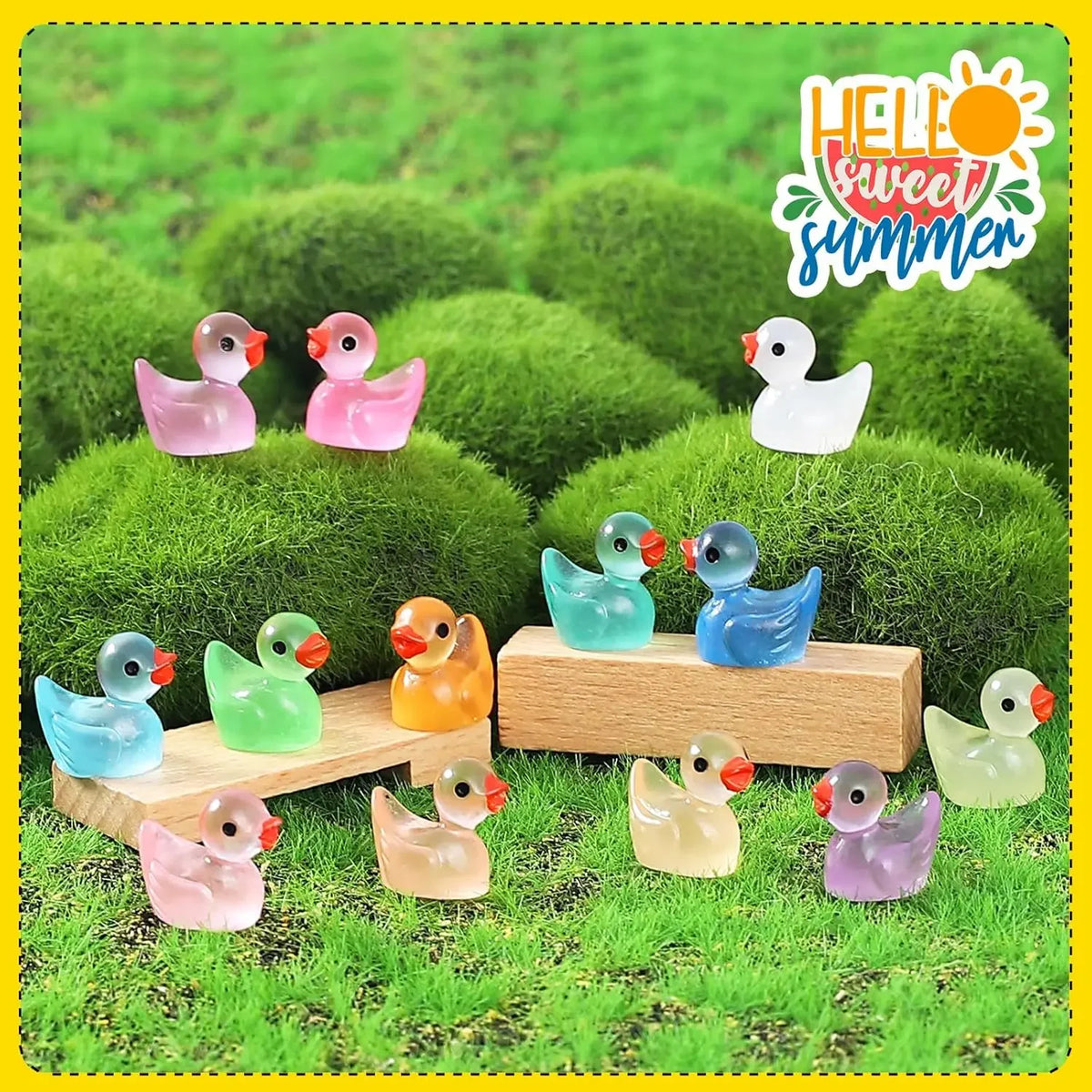 Glowing Miniature Duck Figurines for Gardens & Terrariums