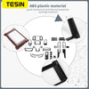 Black ABS plastic material trim covers and components for a Ford F-150 center console.