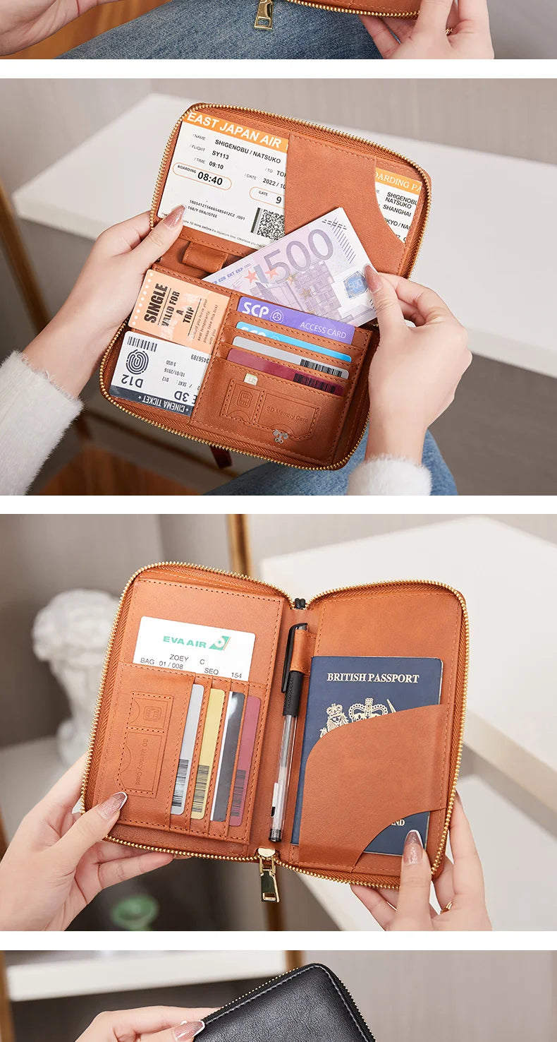 RFID-Blocking Travel Passport Holder with Card Slots