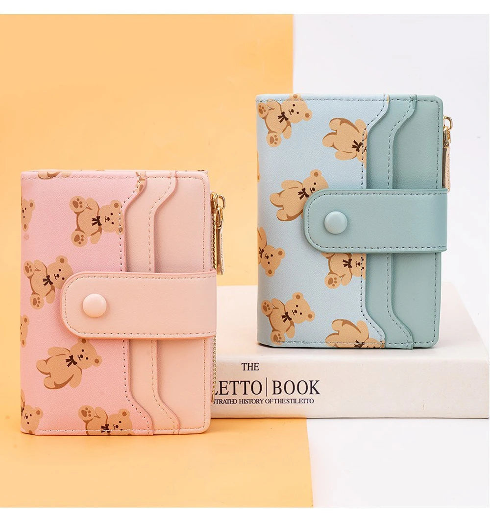Compact PU Leather Wallet for Women with Card Slots and Coin Pocket