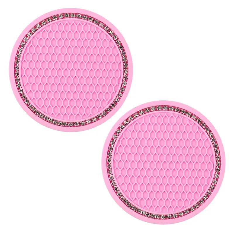 Rhinestone Crystal Car Cup Holder Coasters (Set of 2)