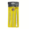 A yellow pouch containing a set of premium stainless steel dental care tools for oral hygiene.