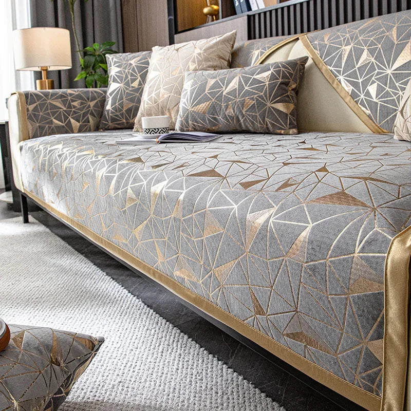 Luxury Chenille Sofa Cover with Anti-Slip Backing