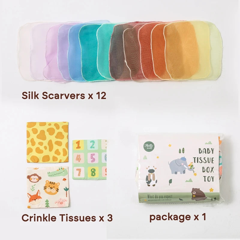 Montessori Sensory Tissue Box Toy with Soft Scarves