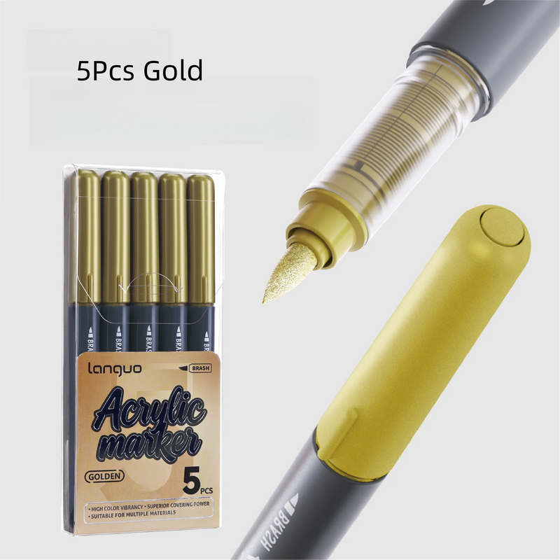 Acrylic Paint Pens - 5 Pack Permanent Markers for Rock, Glass & Metal