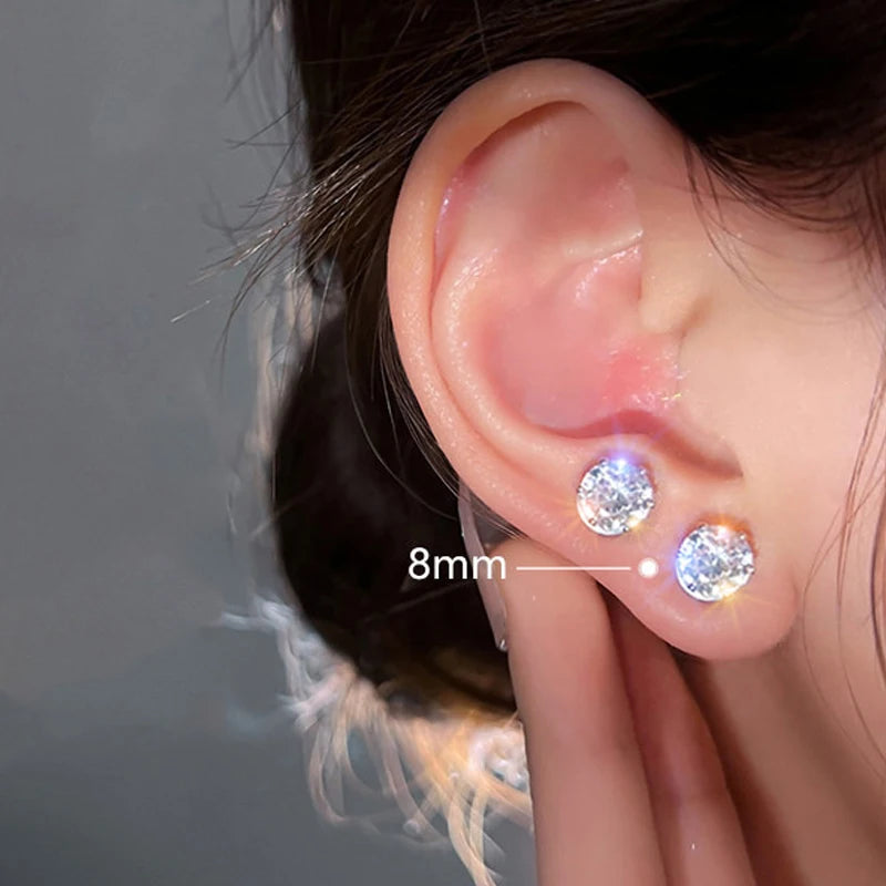 Strong Magnetic Non-Piercing Earrings with Cubic Zirconia