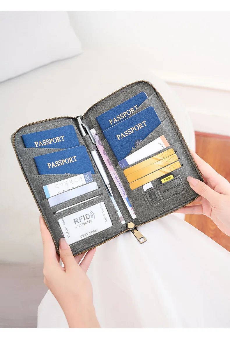 RFID Blocking Travel Passport Holder and Document Organizer