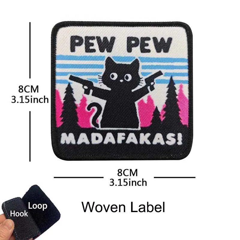 Funny Cat Face PVC Morale Patch with Hook-and-Loop Backing
