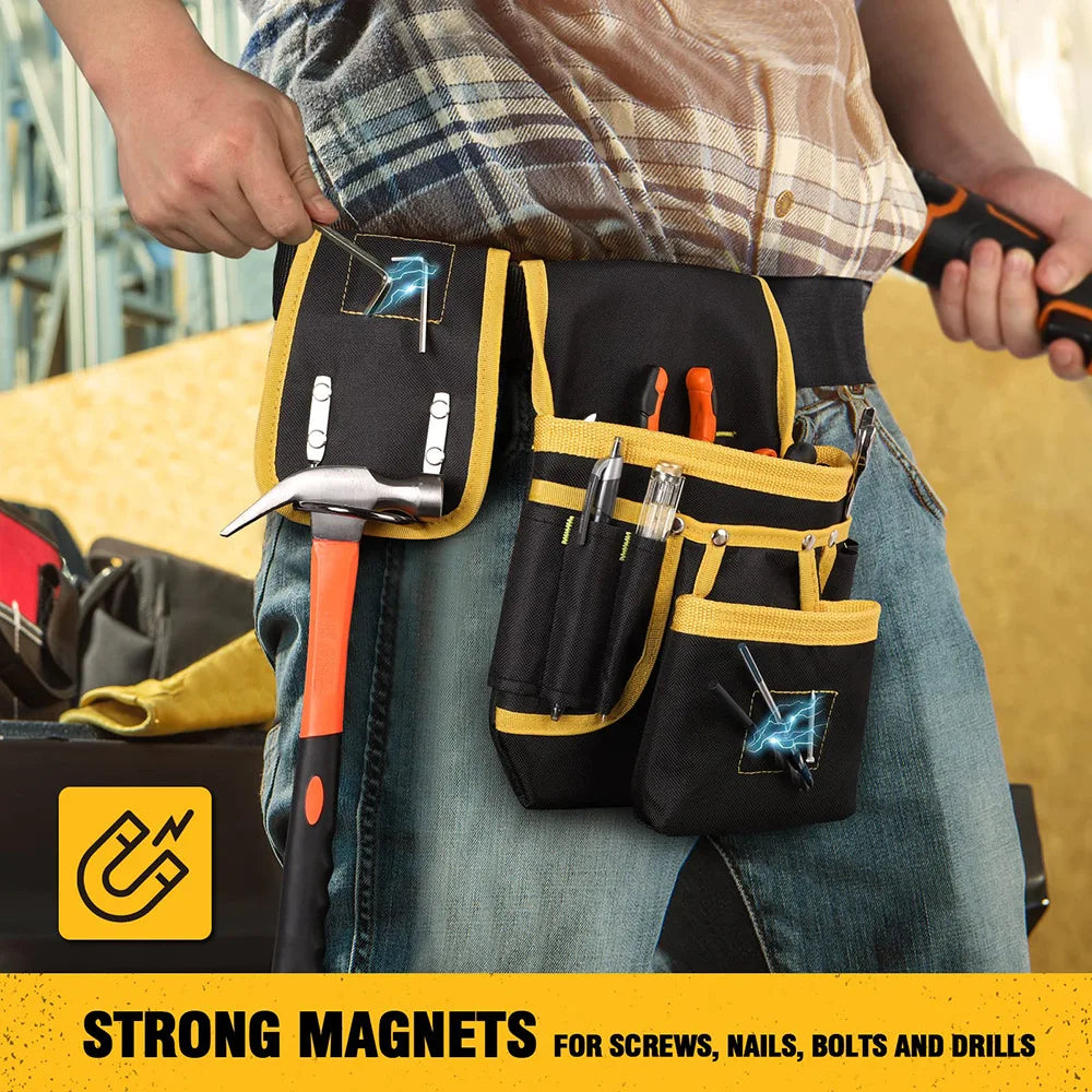 Adjustable Tool Belt with Detachable Pockets for Work and DIY