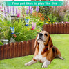 A golden retriever dog is lying on green grass in a garden setting with colorful flowers and dragonfly decor clips.
