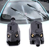 A pair of black 4-way adjustable car windshield washer nozzles for a 2-pack.