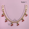 Cherry Blossom Bow Enamel Bag Chain with Heart Charms