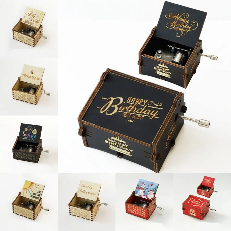 Hand-Cranked Wooden Music Box