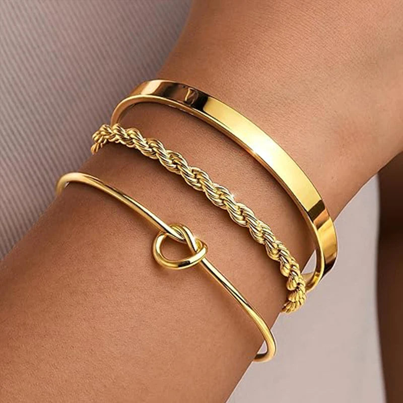 Dainty Gold Stackable Bracelet Set