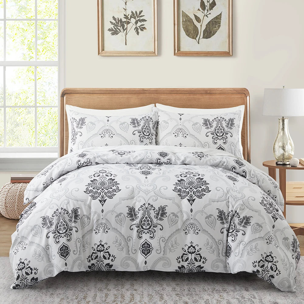 Gothic Skull & Damask Comforter Cover Set