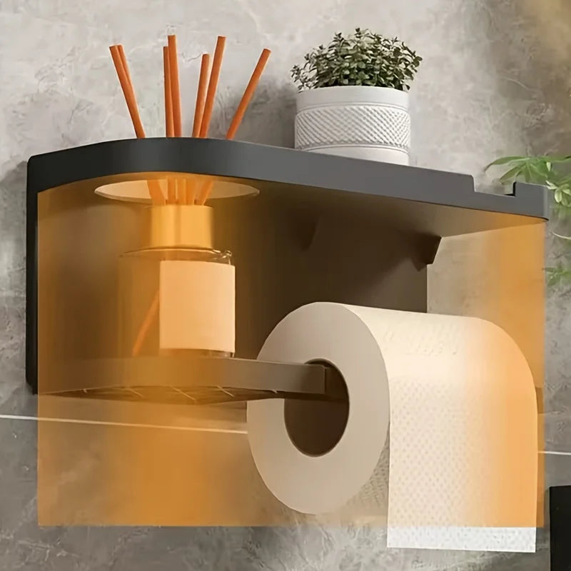 Porte-rouleau de papier toilette mural moderne avec étagère de rangement