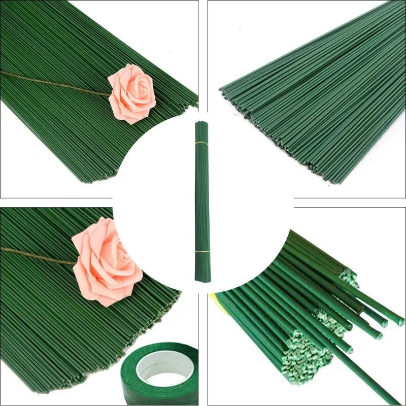 Bendable Iron Wire Flower Stems with Floral Tape