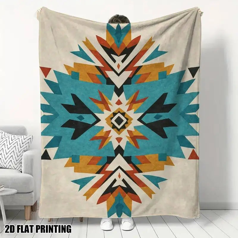 Rustic Floral Patchwork Throw Blanket – Cozy Knit Cover for Sofa and Bed