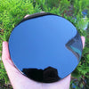 Natural Black Obsidian Scrying Mirror with Display Stand