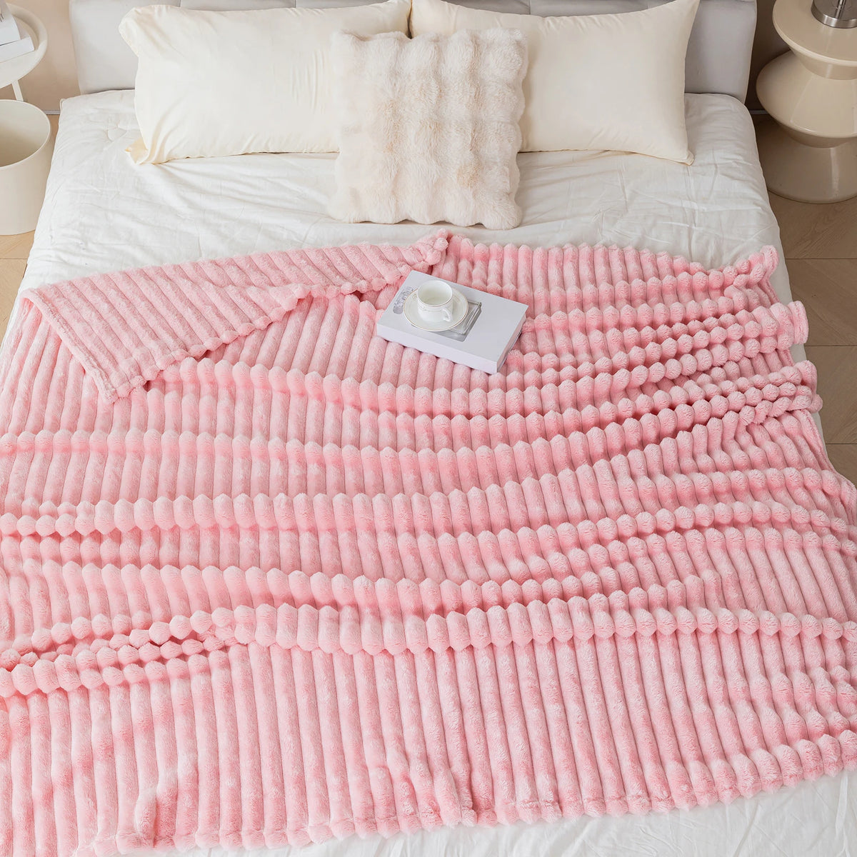 Ultra-Soft Striped Flannel Throw Blanket