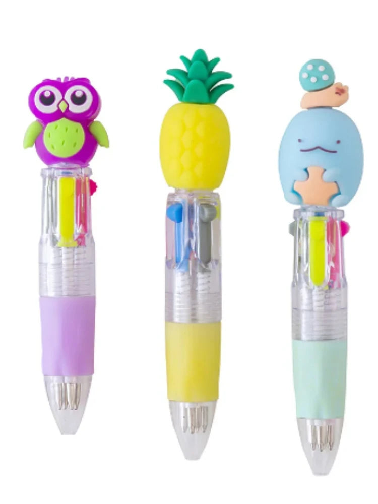 Kawaii 4-Color Retractable Ballpoint Pens (Set of 10/15/20)