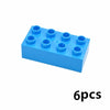 A set of six blue building blocks arranged in a rectangular shape.
