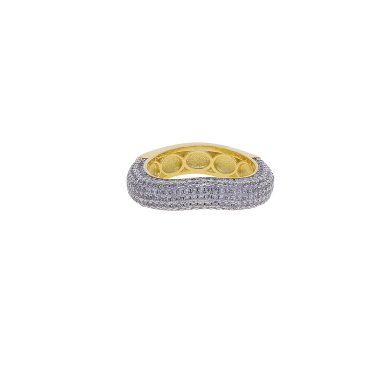 Wavy Stackable Gold-Plated Ring with Cubic Zirconia