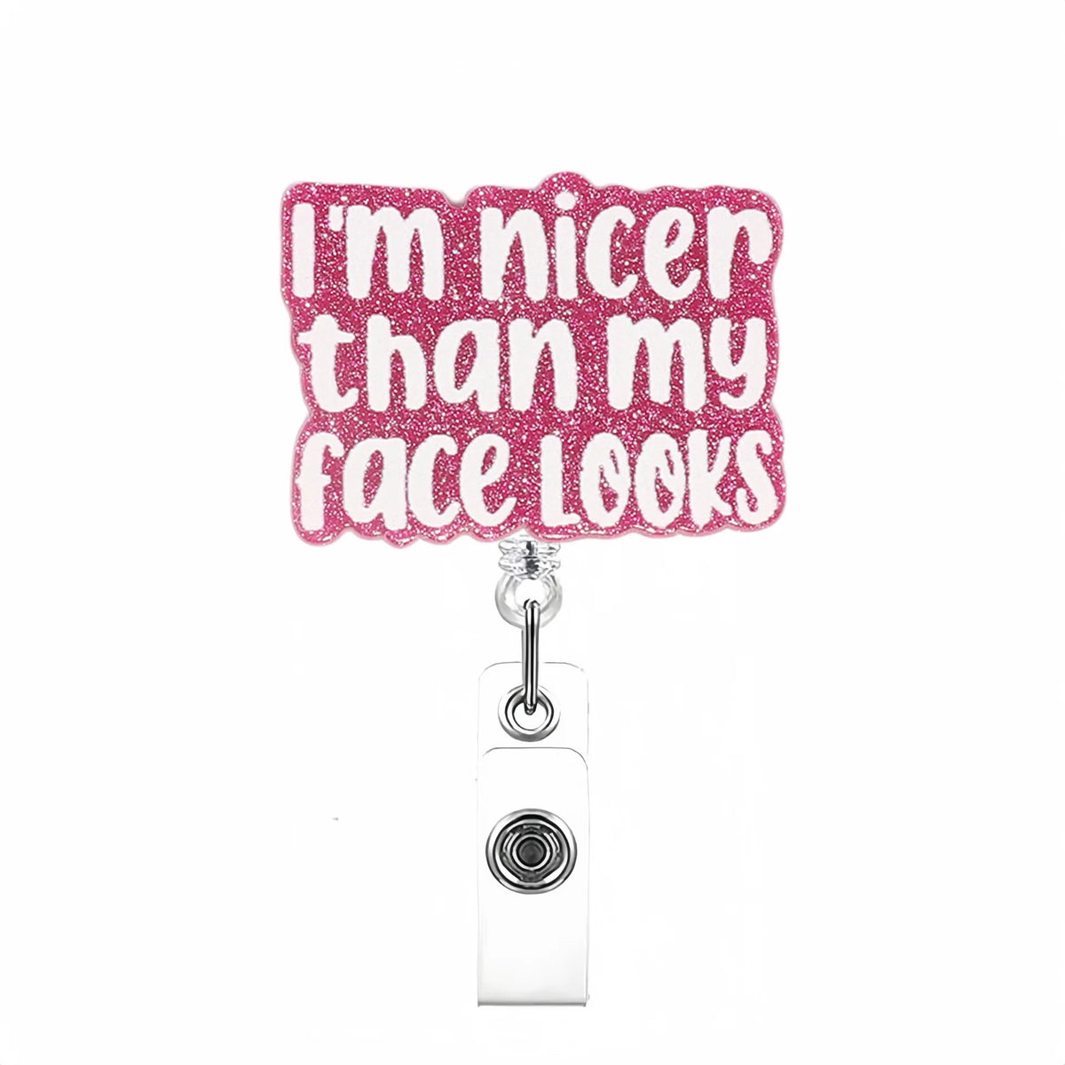 Glitter Retractable Badge Reel with Inspirational Quote