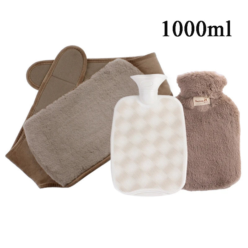 Cozy Plush Hot Water Bottle with Soft Cover – Reusable Hand Warmer & Pain Relief