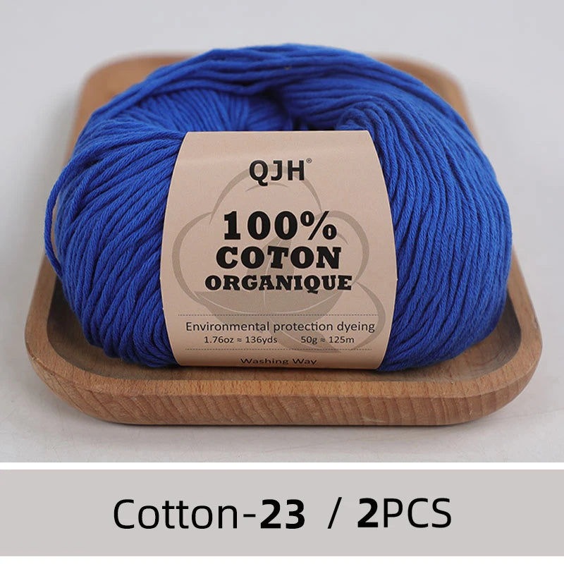100% Organic Cotton Yarn for Knitting and Crocheting (2-Pack)