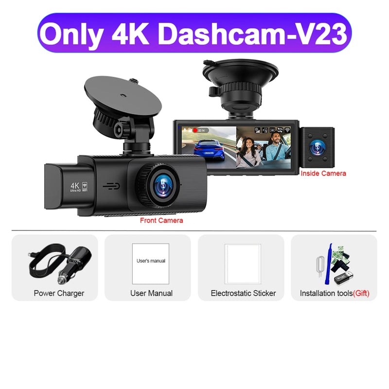 3-Channel 4K Dash Cam with Interior & Rear Cameras