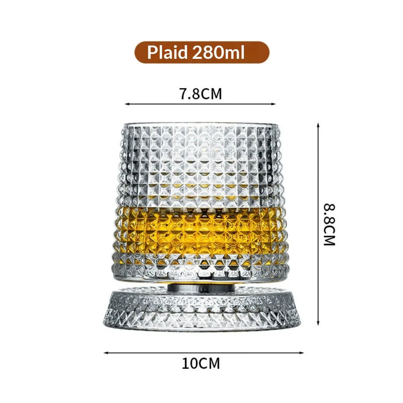 Rotating Crystal Whiskey Tumbler with Base