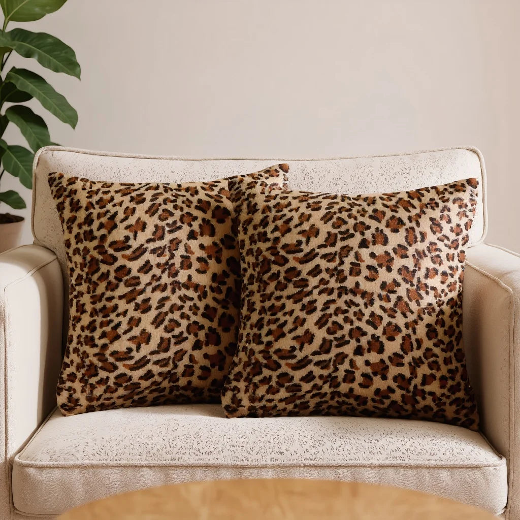 Leopard Print Throw Pillow Covers (Set of 2)